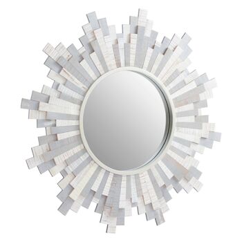 Grey and White Wooden Wall Mirror 2