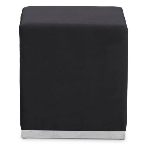 Hagen Black and Silver Square Stool