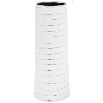 Haldis Large White Silver Stripe Ceramic Vase 1