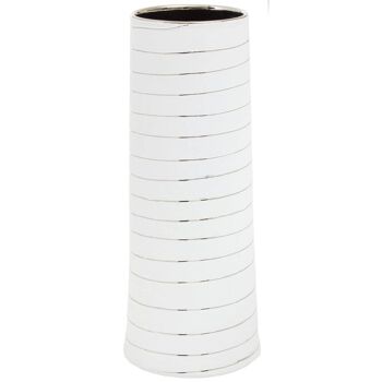 Haldis Large White Silver Stripe Ceramic Vase 2