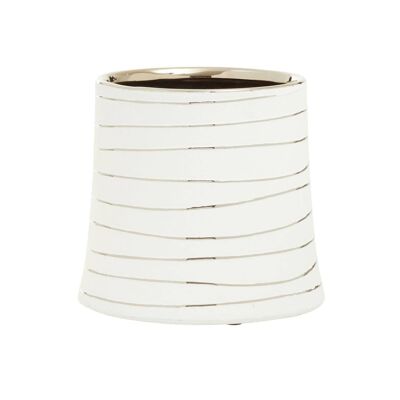 Haldis Small White Silver Ceramic Planter