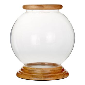 Hampstead Hurricane Small Candle Holder with Wood Rim 1