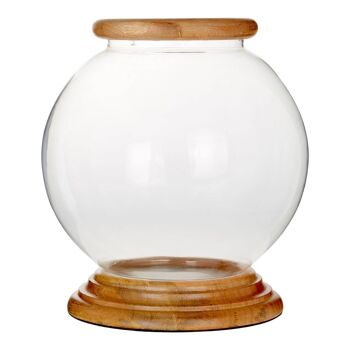 Hampstead Hurricane Small Candle Holder with Wood Rim 5