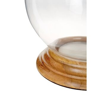 Hampstead Hurricane Small Candle Holder with Wood Rim 8