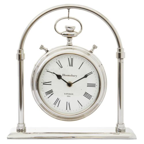 Hampstead Large Silver And Antique Brass Mantel Clock