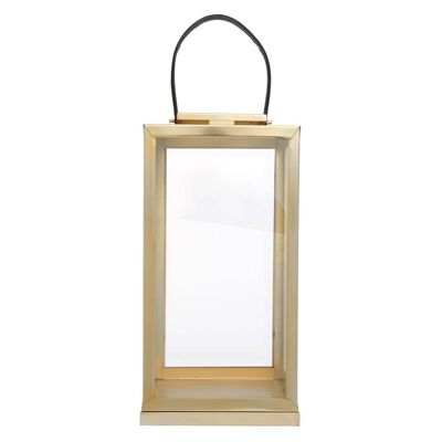 Herber Large Gold Steel With Hair On Leather Handle Lantern