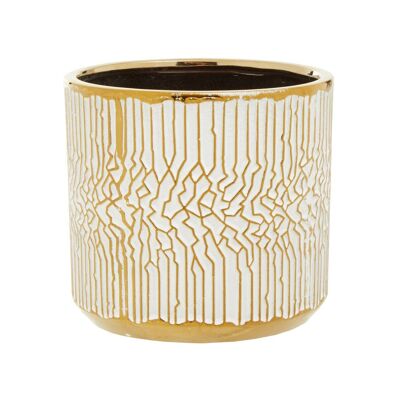 Honna Small White Gold Ceramic Planter