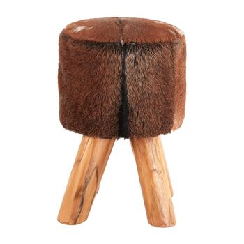 Inca Brown Goat Hide Round Stool 6