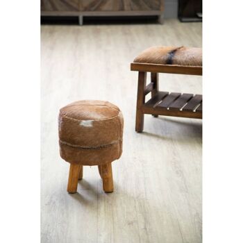 Inca Brown Goat Hide Round Stool 7