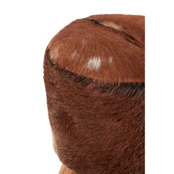 Inca Brown Goat Hide Round Stool 8