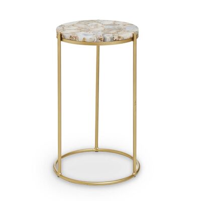 Inventivo Brown Agate Gold Frame Side Table