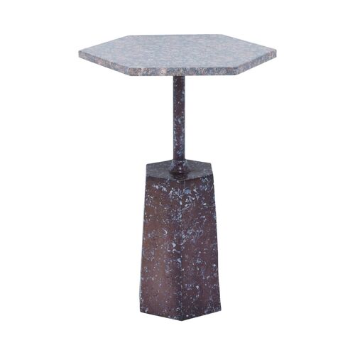 Inventivo Grey Hexagon Marble Side Table