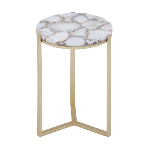 Inventivo Ivory & Gold Agate Side Table