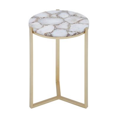 Inventivo Ivory & Gold Agate Side Table