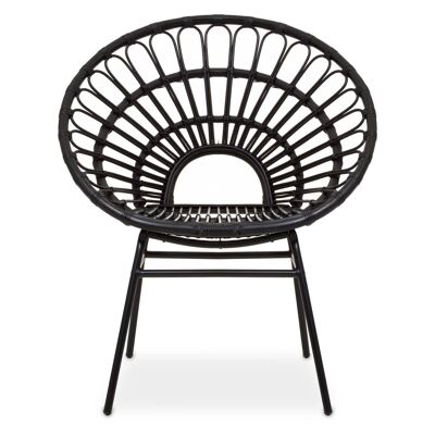 Java Black Rattan Flared Back Chair