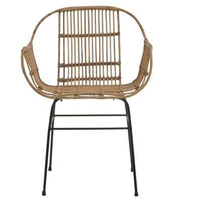 Java Natural Rattan With Black Metal Armchair Chair