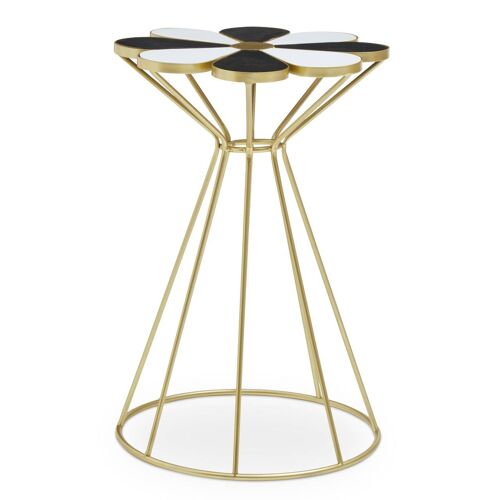 Jodie Black and White Petal End Table