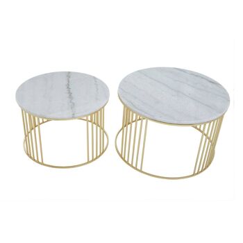 Jodie Set of Two White Marble and Gold Frame Table 2