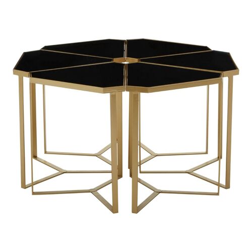 Jodie Six Piece Black Top and  Gold Frame Table Set