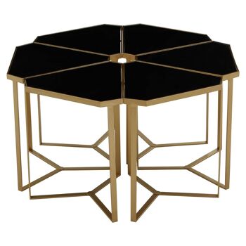 Jodie Six Piece Black Top and  Gold Frame Table Set 2