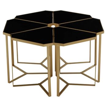 Jodie Six Piece Black Top and  Gold Frame Table Set 6