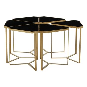 Jodie Six Piece Black Top and  Gold Frame Table Set 7