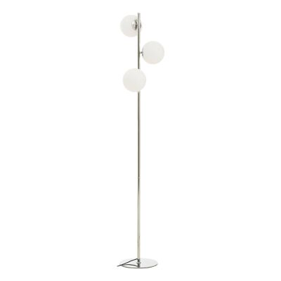 Karter Chrome Finish and White Glass Floor Lamp