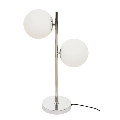Karter White Glass with Chrome Table Lamp