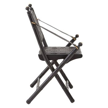 Kendari Black Strapped Leather and Black Teak Wood Chair 3