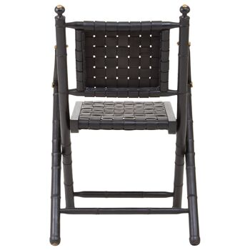 Kendari Black Strapped Leather and Black Teak Wood Chair 4