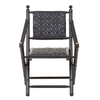 Kendari Black Strapped Leather and Black Teak Wood Chair 5