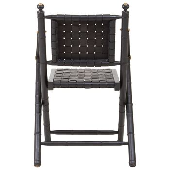Kendari Black Strapped Leather and Black Teak Wood Chair 8