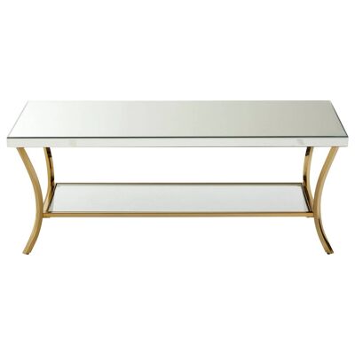 Kensington Townhouse Mirrored Coffee Table with Gold Base