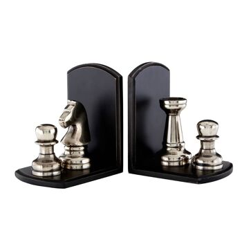 Kensington Townhouse Two Silver Chess Piece Bookends 1