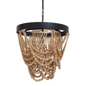 Lapiz Wood Bead Chandelier 8