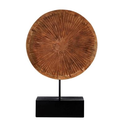 Large Carved Wood Disc On Stand