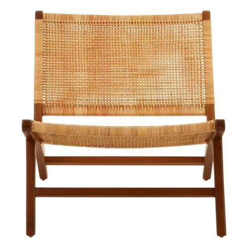 Lovina Teak Wood And Natural Rattan Lounge Chair