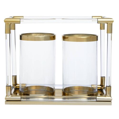 Lucita Double Gold Steel And Acrylic Lantern