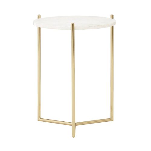 Macy Round with Sleek Gold Frame Side Table