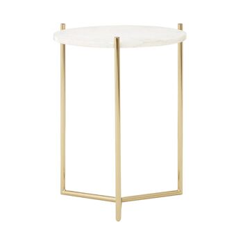 Macy Round with Sleek Gold Frame Side Table 1