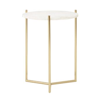 Macy Round with Sleek Gold Frame Side Table 2