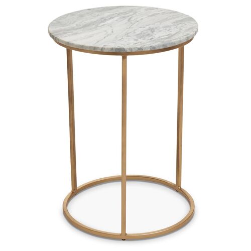 Mandoli Natural Marble Round Side Table