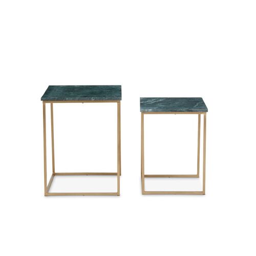 Mandoli Nest of 2 Green Marble Side Tables