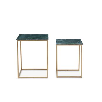 Mandoli Nest of 2 Green Marble Side Tables 1