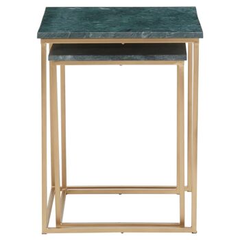 Mandoli Nest of 2 Green Marble Side Tables 2