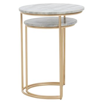 Mandoli Nest of 2 Natural Marble Side Table 2