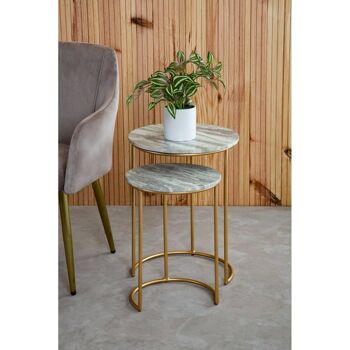 Mandoli Nest of 2 Natural Marble Side Table 3