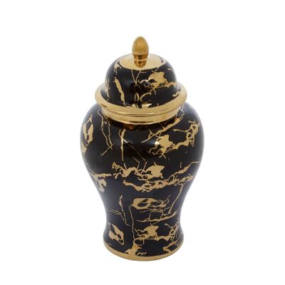 Marmo Marble Effect Black and Gold Large Ceramic Jar