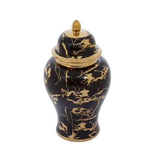 Marmo Marble Effect Black and Gold Small Ceramic Jar