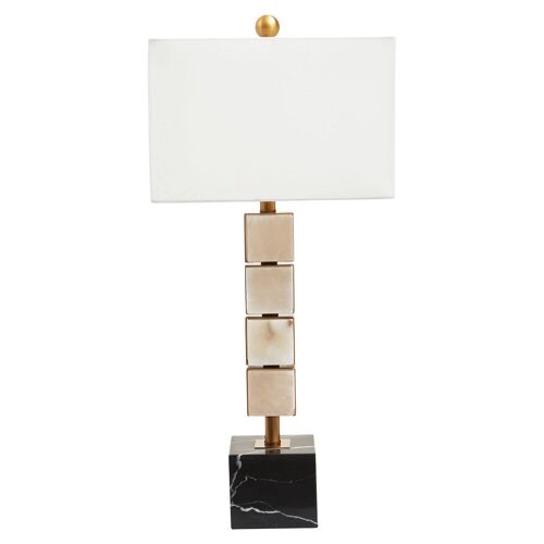 Marmo White Fabric Shade Table Lamp